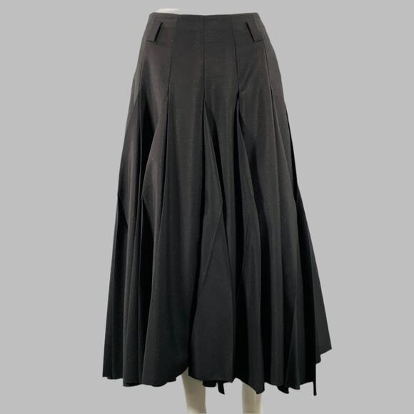 PRADA Size 2 Black Mohair Wool Pleated Long Skirt - Picture 1 of 7